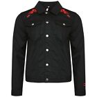 Only The Blind Black Denim Jacket Embroidered Red Lotus and OTB Shoulder Logo XL