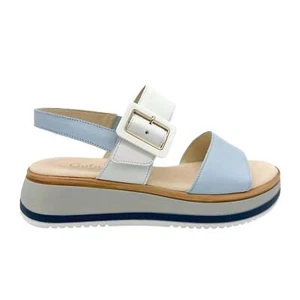 Gabor pale blue and white leather wedge heel, adjustable strap 22.744 Aviemore - Picture 1 of 4