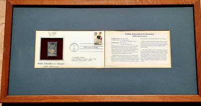 Public Education First Day +PLUS GOLD  Oct 1, 1985 Framed US Post Office PERFECT - Image 1 of 4