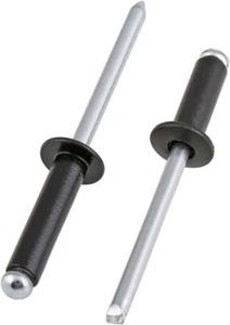 DLS schwarz 4x10mm Aluminium Stahl Niete Kuppel Pop Nieten Standard Jalousie Flachkopf - Bild 1 von 3