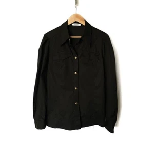 Dorothee Schumacher Military Snap Button Shirt Blouse Size 5 Black - Picture 1 of 6