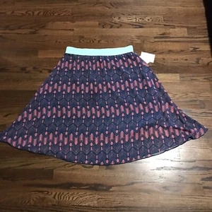 Lularoe Midi Skirt Lined Size XL NWT AQUA Band Pink Blue - Picture 1 of 7