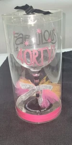 Mud Pie Fabulous At 40 Wine Glass 16 Oz Pink Wine Birthday Glass NEW, 4X4X8.5 - Picture 1 of 10