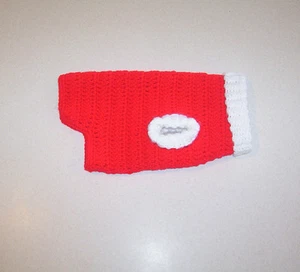 Handgehäkelter rot & weißer Hundepullover für kleine Haustiere - Bild 1 von 3