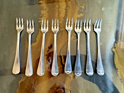 8 George Butler English QUEEN ANNE Stainless COCKTAIL/SEAFOOD Forks 5" - Image 1 of 2