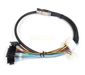 External Mini SAS SFF-8644 to 4 x 29-Pin SAS SFF-8482 with IDE Power Cable 1m - Picture 1 of 8