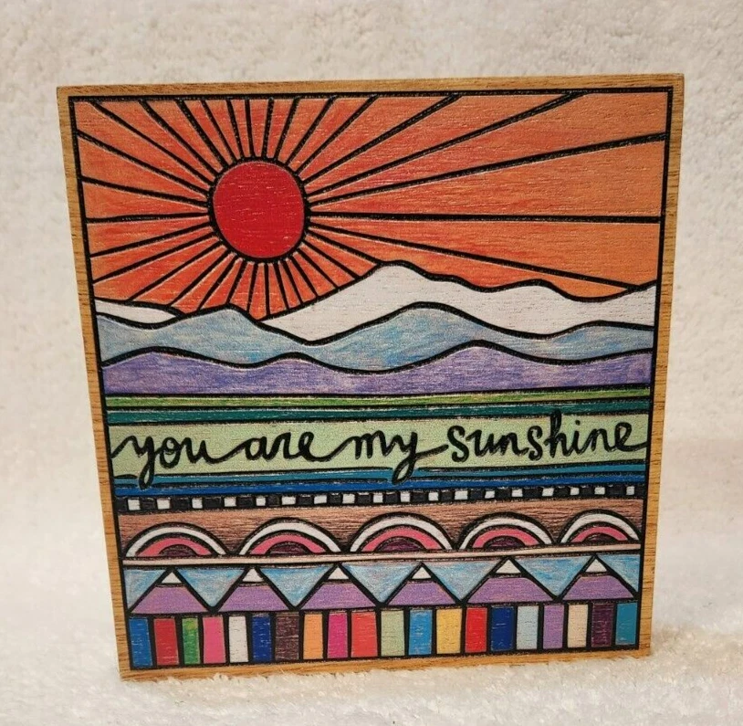 Primitives by Kathy Wood Block Wall Decor “You Are My Sunshine” 6 x 6" 2019 - Image 1 of 4
