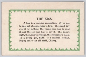 Postkarte DER KUSS Romantisches Liebesgedicht - Ein Kuss ist ein eigenartiger Vorschlag, Glückseligkeit - Bild 1 von 3