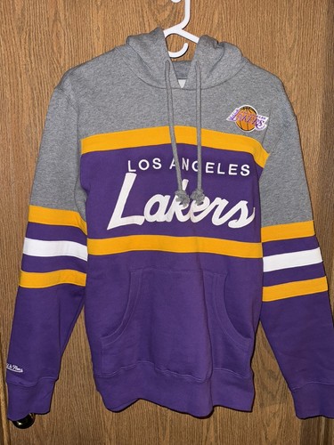 Felpa con cappuccio media Los Angeles Lakers Mitchell & Ness Head Coach nuova senza etichette