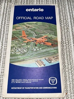 Ontario Provincia Oficial 1972 Mapa de Ruta Carretera Canadá NorOntair Cubierta de Avión Foto 1 de 2