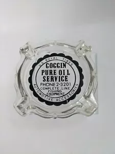 Vintage The Pure Oil Service Company Werbung Aschenbecher Gas US Royal Tires Glas - Bild 1 von 4
