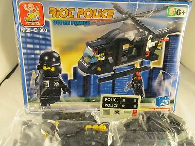 Sluban Building Block Bricks -  Riot Police Helicopter (M38-B1800)  - 219 Pieces - Image 1 of 4