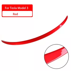 Tesla Model 3 Tail Spoiler Wing Rear Trunk Lid ABS 2017-20203 RED - Picture 1 of 8
