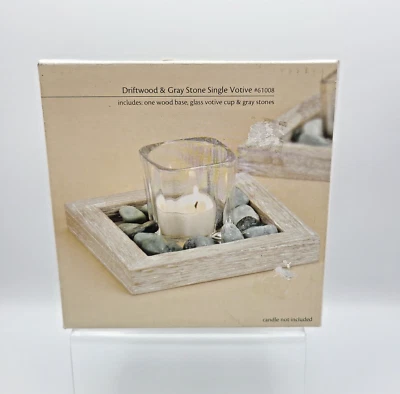Votivo único de madera a la deriva y piedra gris Foto 1 de 4