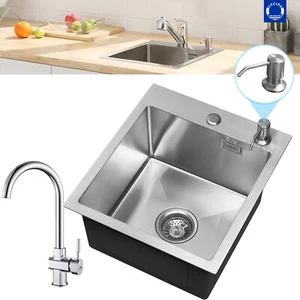 Wbudowany zlewozmywak kuchenny ze stali nierdzewnej zlewozmywak z zestawem odpływowym bateria zlewozmywakowa - Zdjęcie 1 z 18