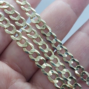 10K Yellow Gold Solid Cuban Link Chain Curb Bracelet Men Women 1.8mm-10mm, 7"~9" - Picture 1 of 64