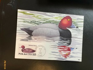 Redhead Decoy Duck Postcard with stamp and first day postmark March 22 1985 