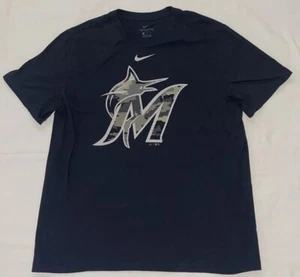 Nike MLB Miami Marlins Herren Large schwarz Team mit Camo Logo T-Shirt Baseball Tee - Bild 1 von 6