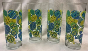 Easter 6.5 " Tall 12 oz. Glasses Blue, yellow and green Easter eggs - Picture 1 of 5