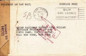 1943, WW2: San Diego, CA to RMC Robert Miller, POW, See Remark (C3358) - Picture 1 of 1