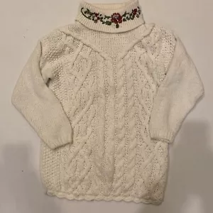 VTG BOBBIE BROOKS Hand Cable Knitted Floral Turtleneck Pullover Sweater Med - Picture 1 of 5
