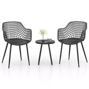 3 Piece Patio Bistro Set All Weather Heavy Duty Table and Chairs Set of 2 - Picture 1 of 11