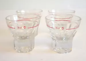 4 occhiali vintage 2 cl rosso pour line trasparenti 2 in vetro alto barware - Foto 1 di 5