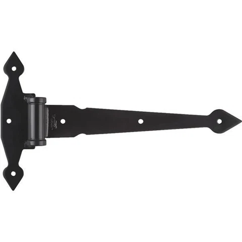 (4)-National 13 In. Black Extra Heavy-Duty Steel Spear Gate Barn T-Hinge N100053 Cover