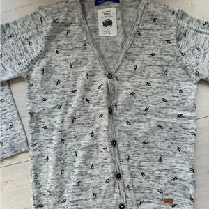 Zara gray marble knit cardigan button down with lightning bolts. Boys sz 7 - Picture 1 of 9