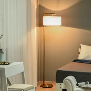 Modern Floor Lamp Tall Pole Light with Linen Shade E27 Holder for Home Office - Picture 1 of 11
