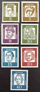 Germany 1961-64 Scott # 824-829 & 832 Lot of 7 MNH Stamps Portraits - Picture 1 of 2