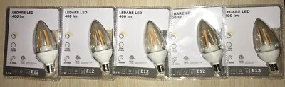 Set of 5 IKEA LEDARE LED Bulb E12 400 Lumen Warm Dimming Chandelier Clear 5.3W - Image 1 of 2