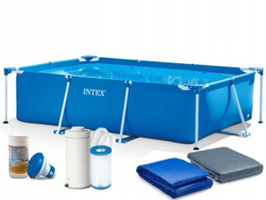 7 in 1 INTEX Rechteck Frame Pool Swimmingpool Schwimmbad mit Filterpumpe 28271 - Bild 1 von 8