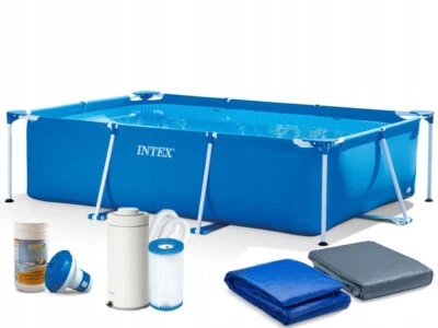 7 in 1 INTEX Rechteck Frame Pool Swimmingpool Schwimmbad mit Filterpumpe 28271 - Bild 1 von 4
