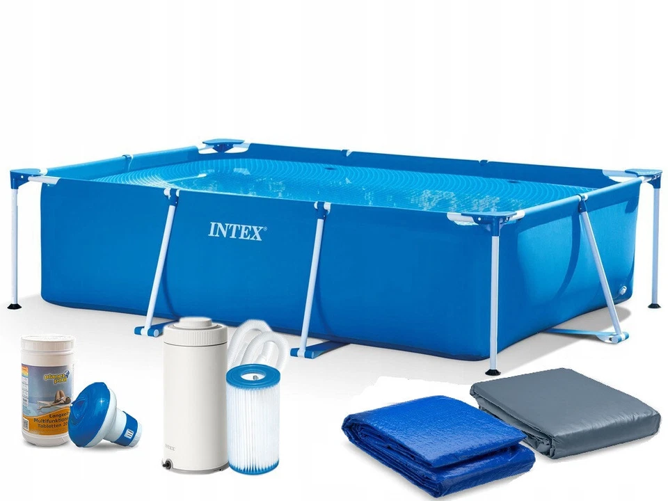 7 in 1 INTEX Rechteck Frame Pool Swimmingpool Schwimmbad mit Filterpumpe 28271 - Bild 1 von 4
