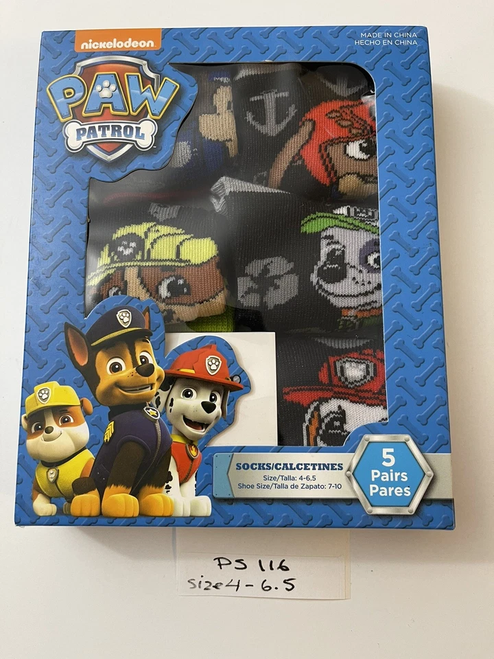 PAW PATRL Niños 5 Pares Tobillo Surtido Calcetines Talla 4-6.5 Zapato Talla 7-10 (PS116) Foto 1 de 1