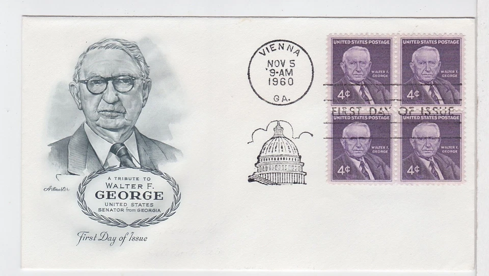 TurtlesTradingPost- Walter F George, Senator- 1960 #1170 FDC Artmaster Block 4 - Image 1 of 1