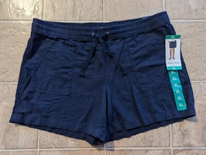 Neu Nautica Damen Gr. XL Shorts Leinenmischung dunkelblau Gummizug & Tunnelzug 3567 - Bild 1 von 3