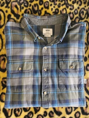 VANS button down plaid shirt blue/gray Medium - skateboard - Image 1 of 4