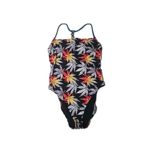 Trina Turk Sz 6 Leaf Print Bandeau Adjustable Strap One Piece Swimsuit(sample) - Picture 1 of 11
