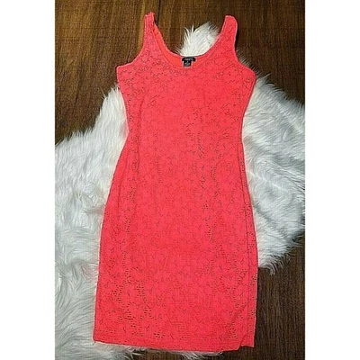 Rue21 Neon Hot Pink Lace Fitted Dress Size S Y2K Retro Body Con Sexy - Image 1 of 4