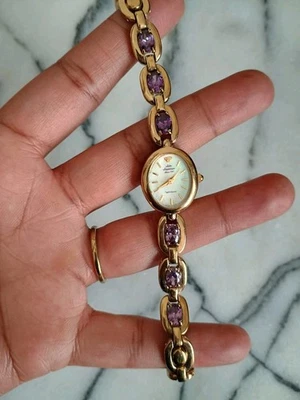 Reloj vintage Jules Jurgensen piedras preciosas de amatista genuina para dama estampado 925 Foto 1 de 4