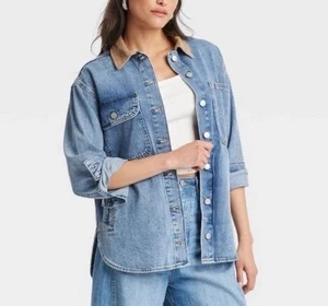 UNIVERSAL THREAD Size XL Shacket Denim Trucker Oversized Corduroy Collar - Picture 1 of 3