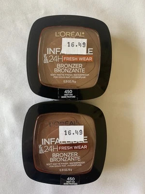 L'Oreal Infallible 24H Fresh Wear Bronzer Soft Matte Finish Deep Tan 450 Lot 2 - Image 1 of 2