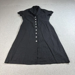 Quitte Leinenkleid Damen XL schwarz Knopfleiste Kragen Midi Heritage Academia - Bild 1 von 13