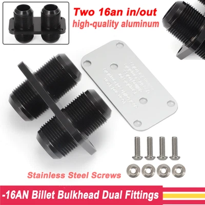 -16an Billet Bulkhead Dual Fittings. Two 16an in/out. Fuel cell, Fuel lines. - Image 1 of 4