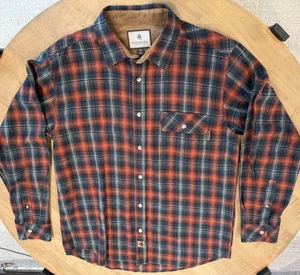 LEGENDARY WHITETAILS MENS SHIRT Large L Orange Dark Green PLAID COTTON FLANNEL - Picture 1 of 17