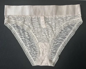 VICTORIA'S SECRET ZEBRA SHEER LACE HIGH LEG CHEEKY WOMEN'S PANTIES~COTTON GUSSET - Picture 1 of 6
