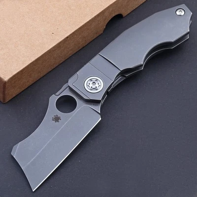 Cuchillo táctico de bolsillo de supervivencia hoja de cuchilla de lavado de piedra con mango de titanio C260 Foto 1 de 4