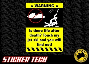 WARNING JETSKI STICKER DECAL SUIT WAVERUNNER WAVEBLASTER SEADOO YAMAHA KAWASAKI  - Picture 1 of 1